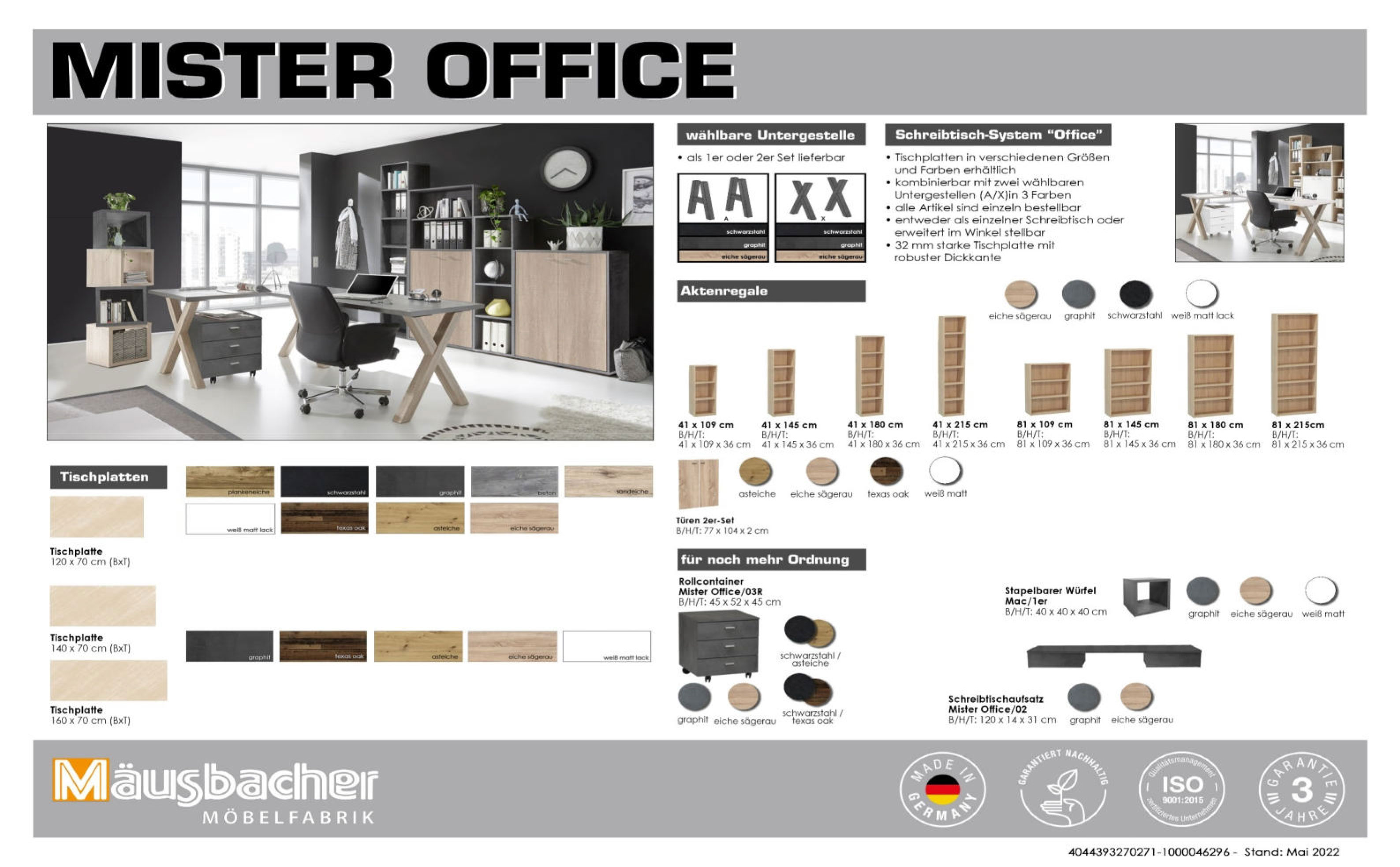 Mäusbacher Mister Ihr dunkler Office Möbel Online-Shop Letz - Schreibtisch 