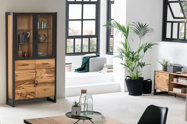 Wohnzimmer Set PERIA-132 mit Sideboard, Couchtischen, Vitrine und TV L