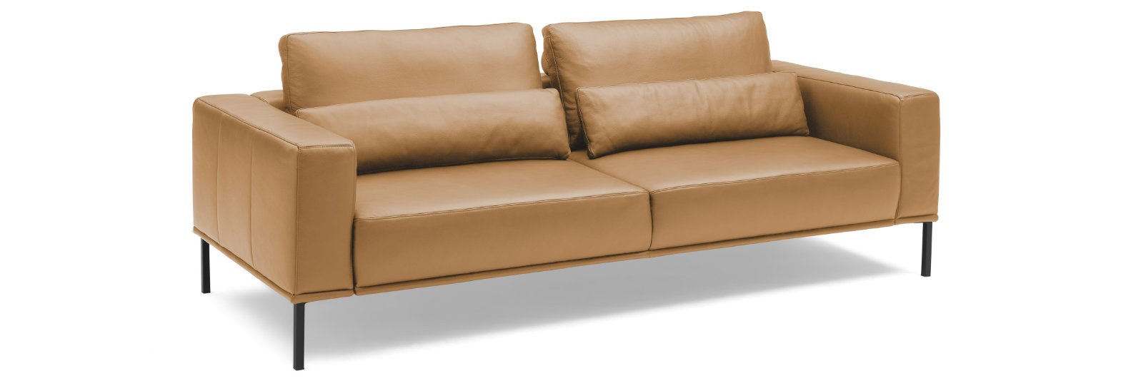 Ledersofa in Mercury Honey als 3-Sitzer