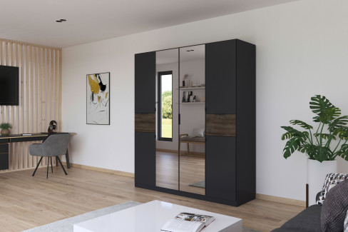 Ticao von Rauch Blue - Kleiderschrank weiß - Atlantic Oak dunkel