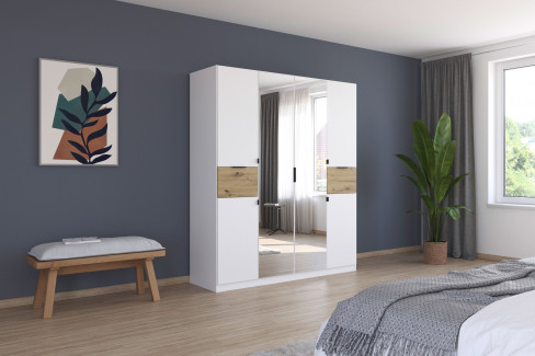 Ticao von Rauch Blue - Kleiderschrank weiß - Atlantic Oak dunkel