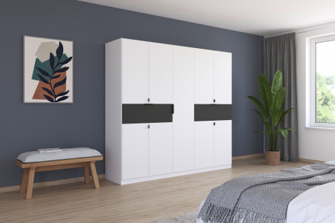 Ticao von Rauch Blue - Kleiderschrank weiß - Atlantic Oak dunkel