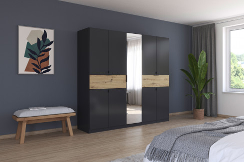 Ticao von Rauch Blue - Kleiderschrank weiß - Atlantic Oak dunkel