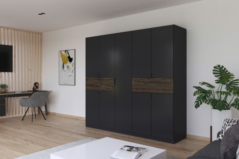 Ticao von Rauch Blue - Kleiderschrank weiß - Atlantic Oak dunkel
