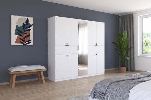 Ticao von Rauch Blue - Kleiderschrank weiß - Atlantic Oak dunkel
