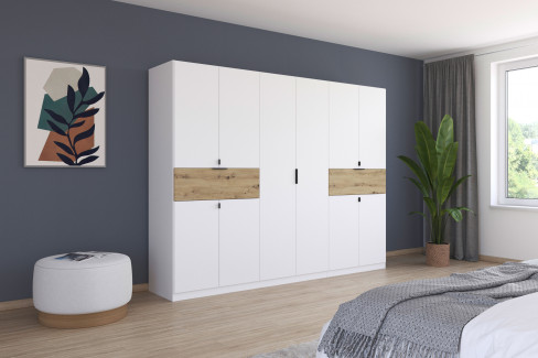 Ticao von Rauch Blue - Kleiderschrank weiß - Atlantic Oak dunkel