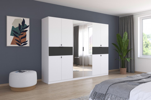 Ticao von Rauch Blue - Kleiderschrank weiß - Atlantic Oak dunkel