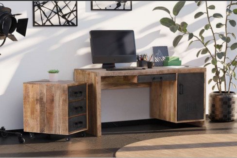 Warehouse von GUTMANN - Computertisch aus Mango massiv, natur gebeizt