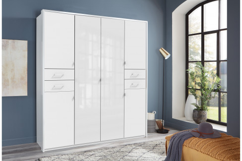 Danzig von Wimex - Kleiderschrank mit 4 Glastüren weiß