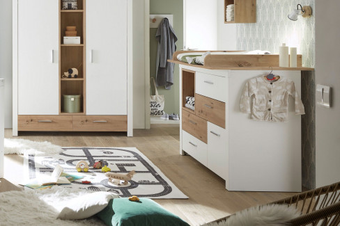 Filou-LE25 von POL Power - Kleiderschrank weiß - Artisan Eiche Nachbildung