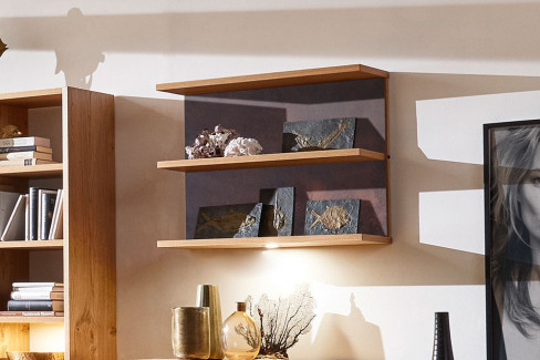 Selecto-living von Schösswender - Hängeregal SE 18O Wildeiche/ Metall Rost