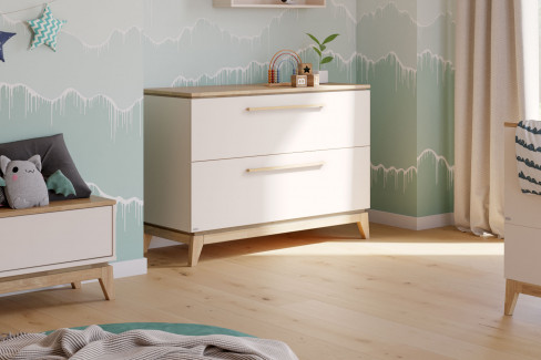 Stiene von Paidi - Kleiderschrank 3T1S cashmere-beige - Eiche massiv