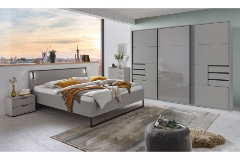 Tilburg von Wimex - Bett saharagrau mit Beleuchtung