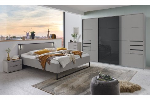 Tilburg von Wimex - Bett saharagrau mit Beleuchtung