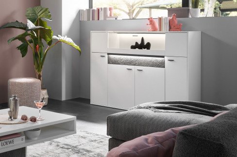 Deltona von set one by Musterring - Vitrine in Weiß matt