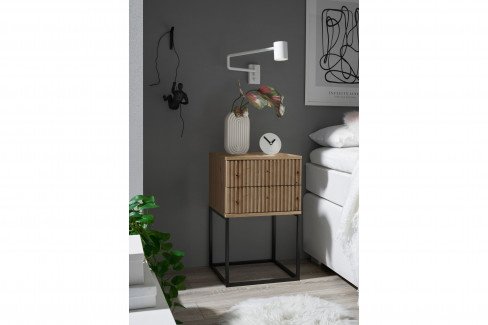 Marle von POL Power - Nachttisch ca. 52 cm hoch Artisan Eiche - Gestell schwarz