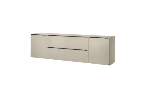 Reno-living von set one by Musterring - Couchtisch Glas taupe/ Metall graphit-schwarz