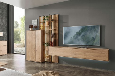 Vala von Hartmann - Wohnwand V20 aus massiver Kerneiche natur