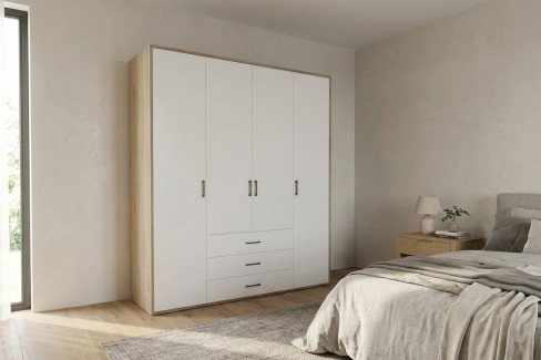 Achat Komfort von Priess - Schwebetürenschrank weiß/ Artisan-Eiche