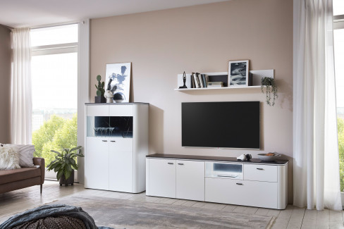 Wave-living von IDEAL Möbel - Wohnwand in Weiß und Marmor