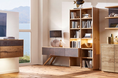 Selecto von Schösswender - Hängeregal SE 18O Wildeiche/ Metall Rost