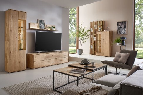 Vala von Hartmann - Wohnwand V20 aus massiver Kerneiche natur