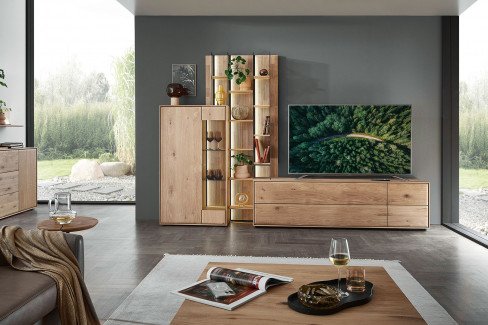 Vala von Hartmann - Wohnwand V20 aus massiver Kerneiche natur