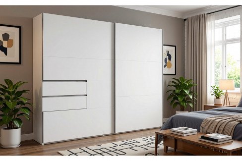 Palermo von Wimex - Schwebetürenschrank mit Schubkästen grafit/ schwarz