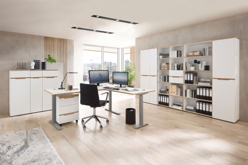 Memphis-Office von Innostyle - 3-teiliges Büroset graphit-Artisan Eiche