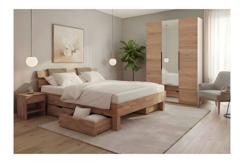 Jasper & Tom von Elfo Möbel - Schlafzimmer kaschmir - Eiche massiv