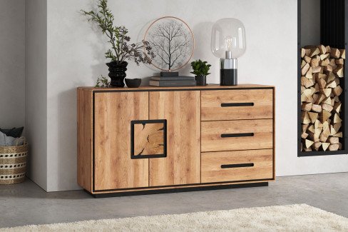 WZ-0625 von GK Möbelvertrieb - Couchtisch aus Wildeiche mit Hirnholz