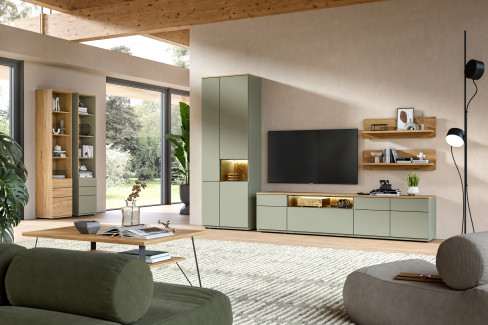 Zudar von Stralsunder - Wohnwand EB31501 Risseiche/ sandbeige