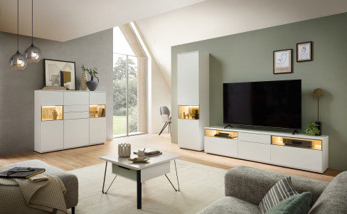 Zudar von Stralsunder - Wohnwand EB31501 Risseiche/ sandbeige