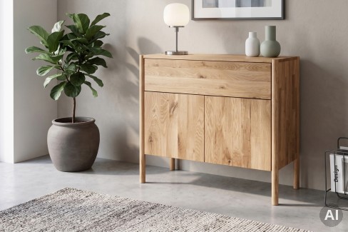 KM-0890 von GK Möbelvertrieb - Wäscheschrank aus massiver Eiche