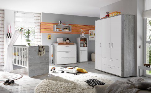 Frieda von Mäusbacher - Babyzimmer vintage wood grey Lack weiß