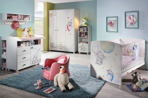 Jemma von Rauch Orange - Babyzimmer weiß - Motiv Elefant & Maus