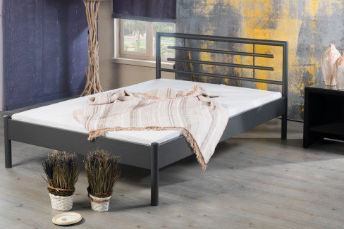 Moni 1001 von BED BOX - graues Bett aus Metall