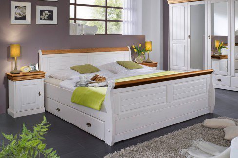 Roma von GK Möbelvertrieb - Schlafzimmer-Set weiß-honig