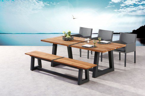 BEST Gartentisch Campione anthrazit/ Teakholz Möbel Letz Ihr Online