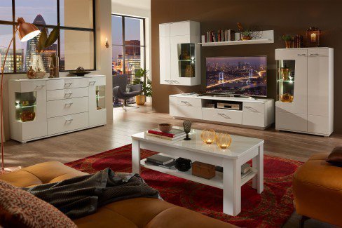 Wohn-Concept Wohnwand Alibaba in glänzendem Weiß | Möbel Letz - Ihr