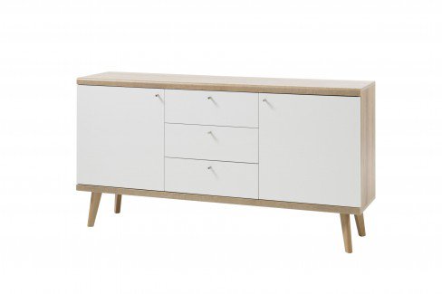 Lena von Kollektion Letz - Wohnwand 8V WM M1 Eiche Riviera/ weiß