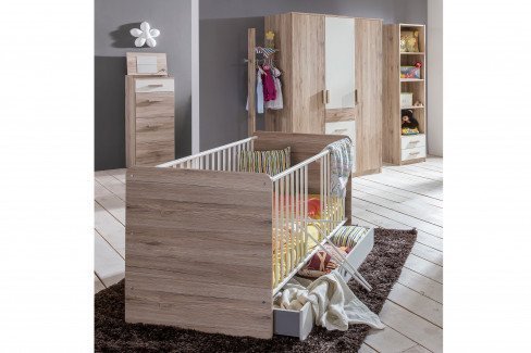 Cariba von Wimex - 3-teiliges Babyzimmer-Set Weißeiche/ graphit