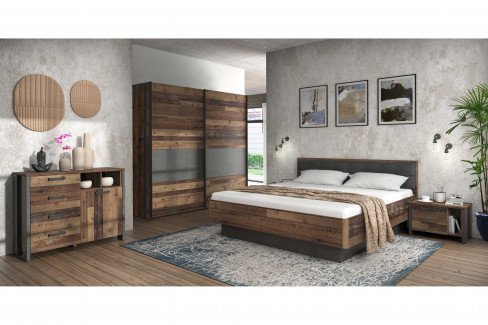 Clif Binou von Forte - Schlafzimmer-Set Old Wood Vintage - grau
