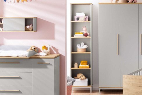 Benne von Paidi - Babybett kieselgrau - Eiche-Montana