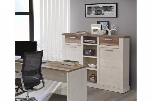 Torie von Forte - Eck-Schreibtisch in Holznachbildungen/ Weiß