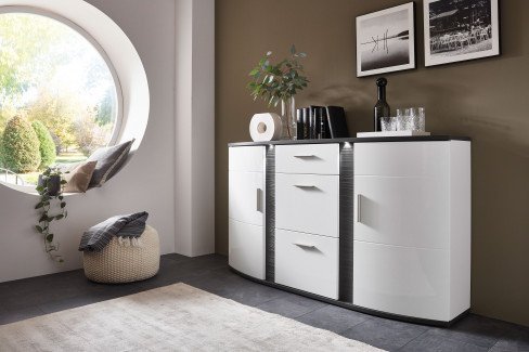 Cabana von IDEAL Möbel - Wohnwand 168 weiß/ graphit