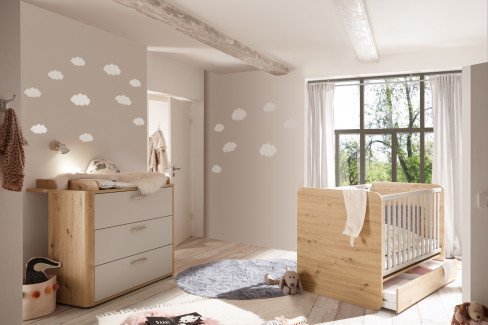Lilly von Mäusbacher - 2-teiliges Babyzimmer-Set Asteiche - kreidegrau matt