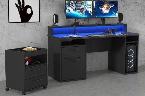 Tezaur von Forte - Gaming-Schreibtisch schwarz matt