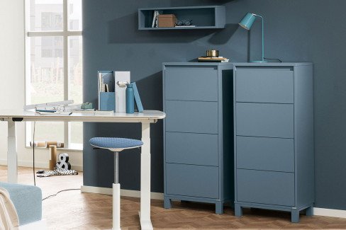 Olli von Paidi - blaues Highboard 1T2S mit 1 Tür und 2 Schubladen