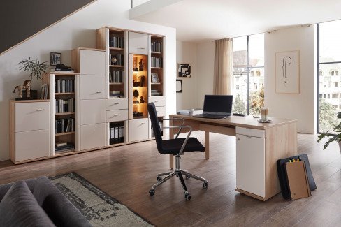 Wohnbüro von Stralsunder - Schreibtisch mit Rahmengestell & Container